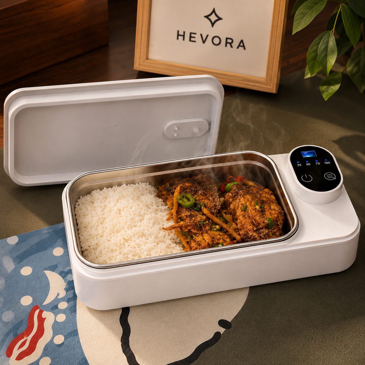The same meal, hot, in the HEVORA